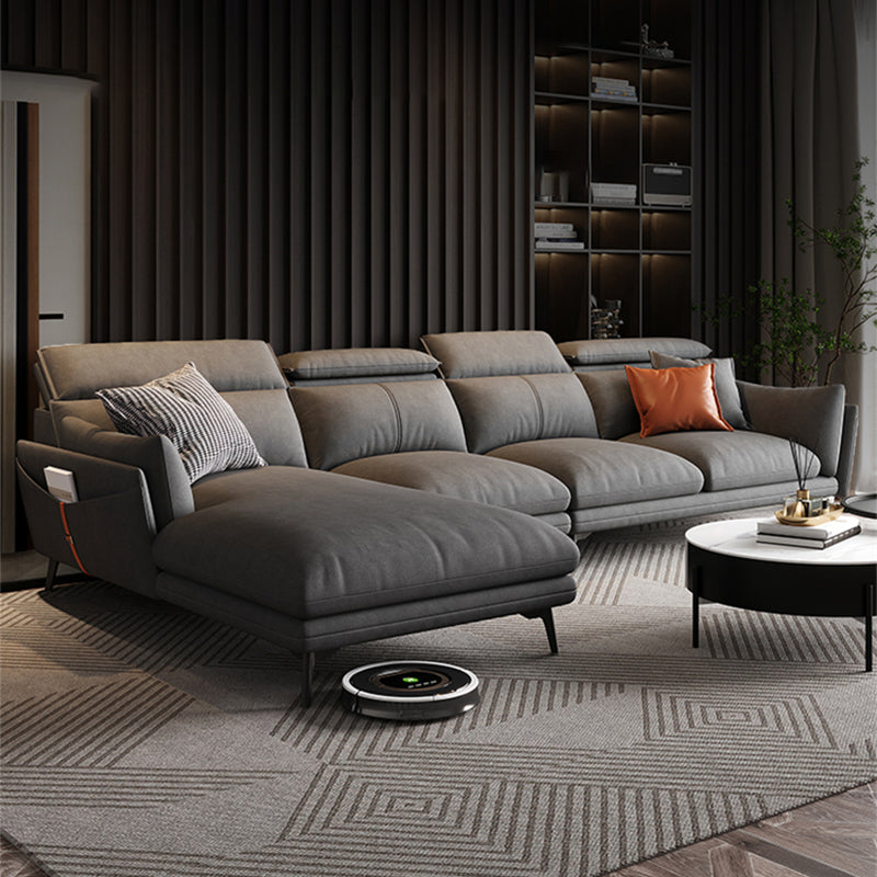 Grey Faux Leather Sofa/Sectionals with Wear-Resistant and Stain-Resistant