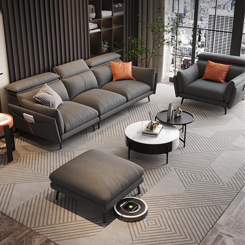 Grey Faux Leather Sofa/Sectionals with Wear-Resistant and Stain-Resistant