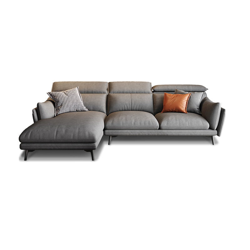 Grey Faux Leather Sofa/Sectionals with Wear-Resistant and Stain-Resistant