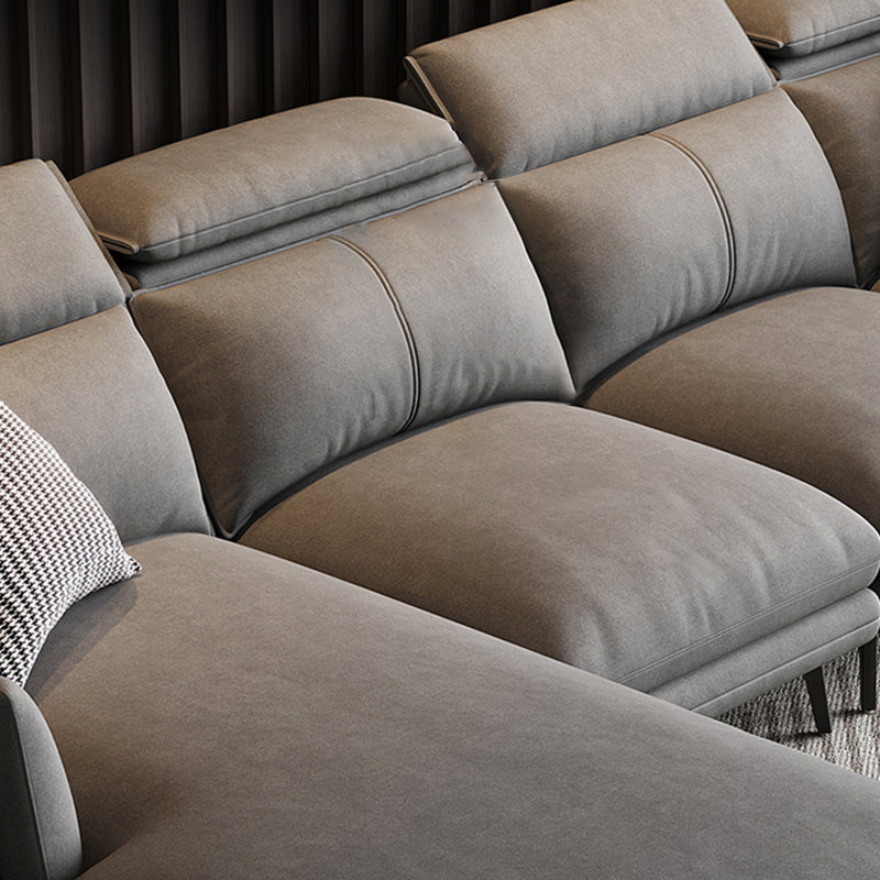 Grey Faux Leather Sofa/Sectionals with Wear-Resistant and Stain-Resistant