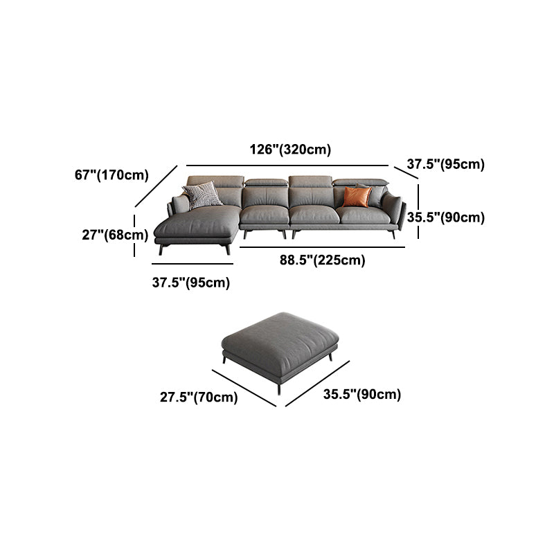 Grey Faux Leather Sofa/Sectionals with Wear-Resistant and Stain-Resistant