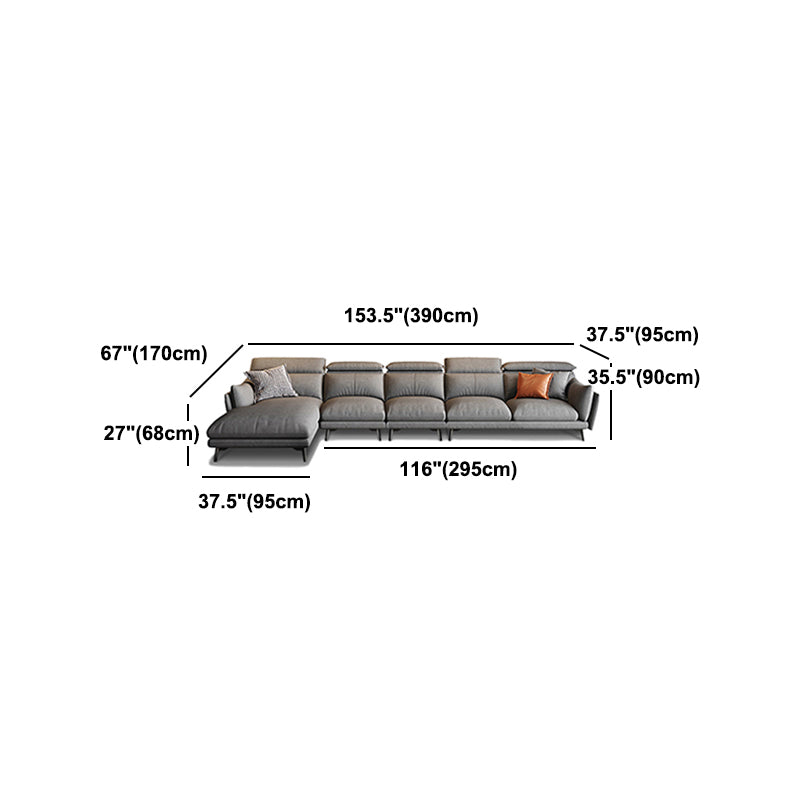 Grey Faux Leather Sofa/Sectionals with Wear-Resistant and Stain-Resistant