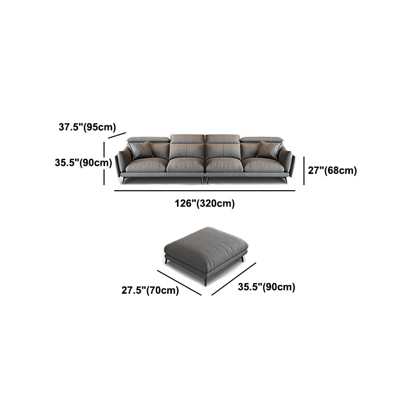 Grey Faux Leather Sofa/Sectionals with Wear-Resistant and Stain-Resistant