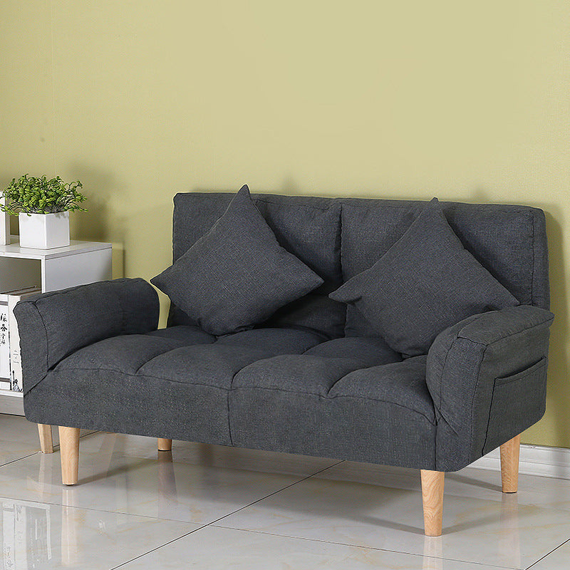Contemporary Convertible Sofa Couch Square Arm Biscuit Back Couch Bed