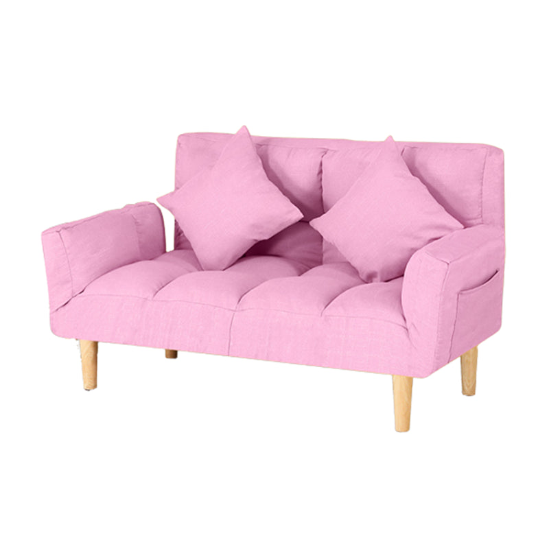 Contemporary Convertible Sofa Couch Square Arm Biscuit Back Couch Bed