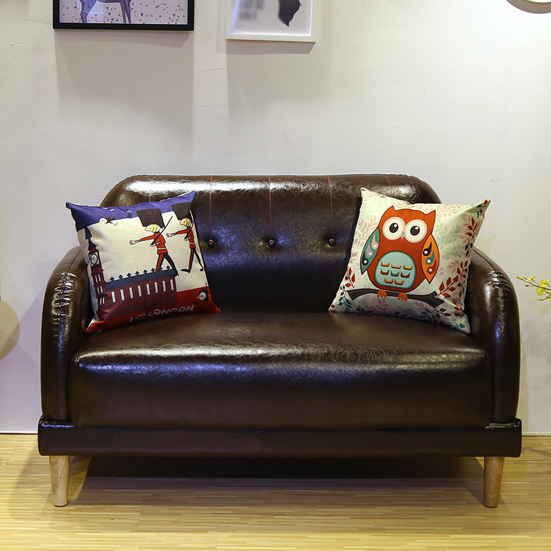 Contemporary Tufted Sofa Couch Split-Back Standard Square Arm Settee Couch