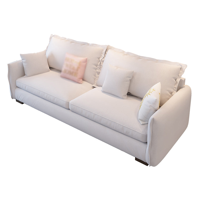 Faux Leather and Cotton Blend Settee Couch Square Arm Sofa Couch with Pillows