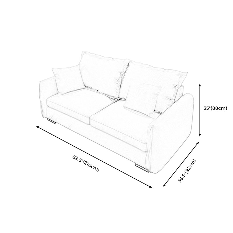 Faux Leather and Cotton Blend Settee Couch Square Arm Sofa Couch with Pillows