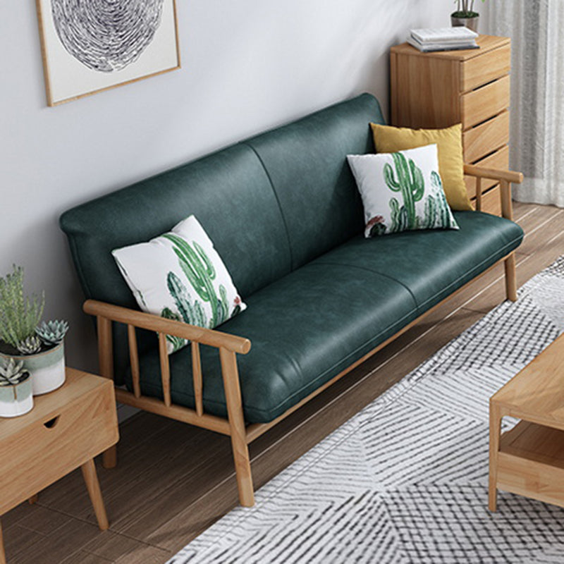 Contemporary Cushions Standard Tuxedo Arm Living Room Faux Leather Settee
