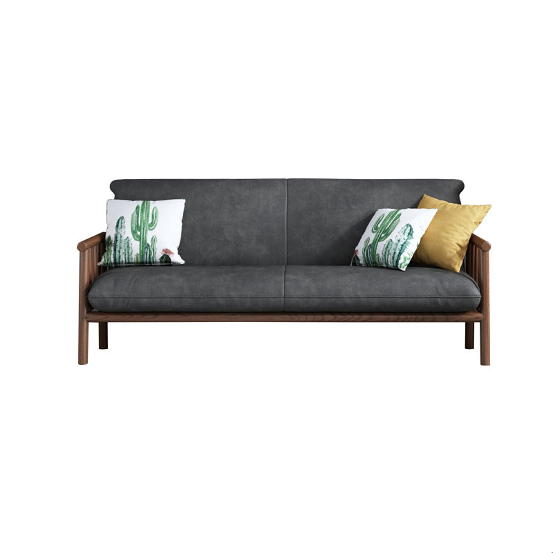 Contemporary Cushions Standard Tuxedo Arm Living Room Faux Leather Settee