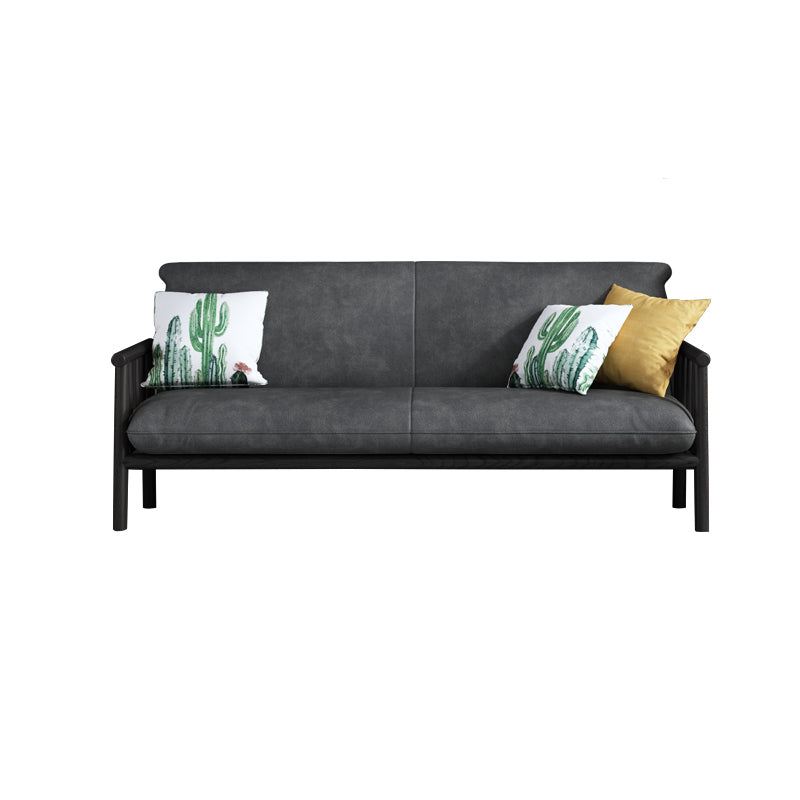 Contemporary Cushions Standard Tuxedo Arm Living Room Faux Leather Settee