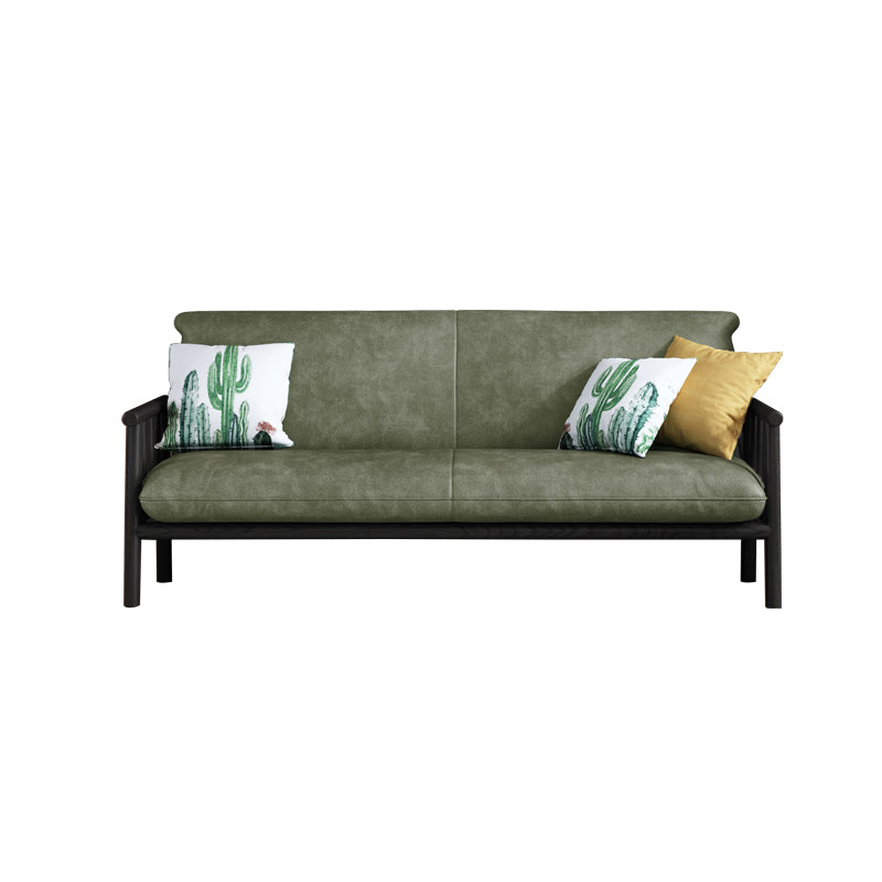 Contemporary Cushions Standard Tuxedo Arm Living Room Faux Leather Settee