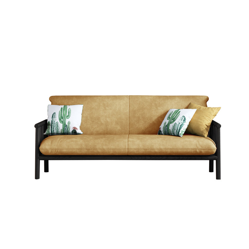 Contemporary Cushions Standard Tuxedo Arm Living Room Faux Leather Settee