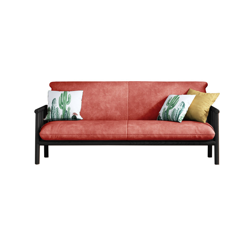 Contemporary Cushions Standard Tuxedo Arm Living Room Faux Leather Settee