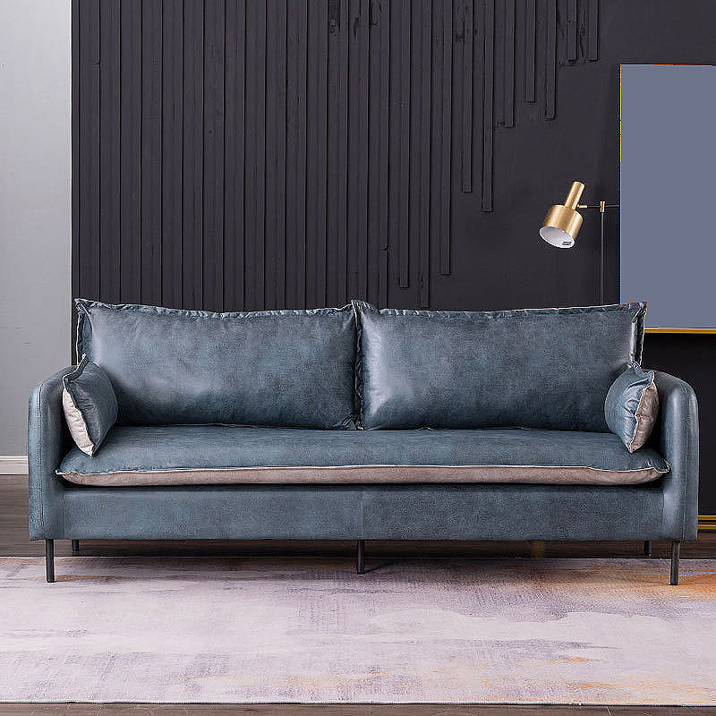 Standard Square Arm Sofa Set Contemporary Stain Resistant Sofa Couch with Pillows
