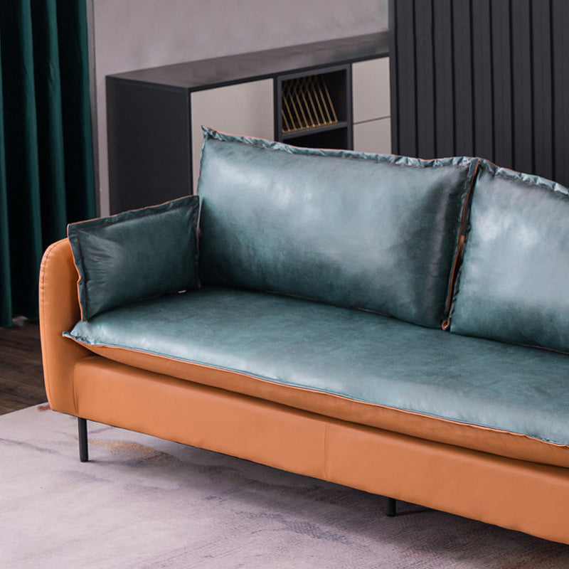 Standard Square Arm Sofa Set Contemporary Stain Resistant Sofa Couch with Pillows