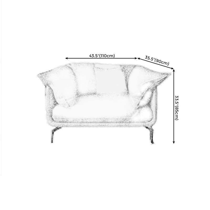 Contemporary Leathe Pillow Top Arm Sofa Set with Pillows in Brown