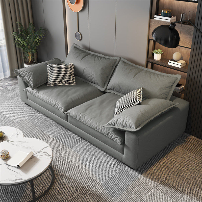 Stain Resistant Sofa Couch Square Arm Sofa Set with Pillows in Grey