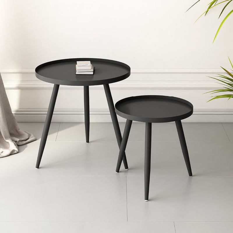 Tray Top Metal Pedestal End Table Round Side End Table for Living Room