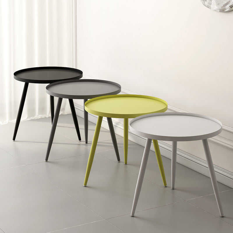 Tray Top Metal Pedestal End Table Round Side End Table for Living Room