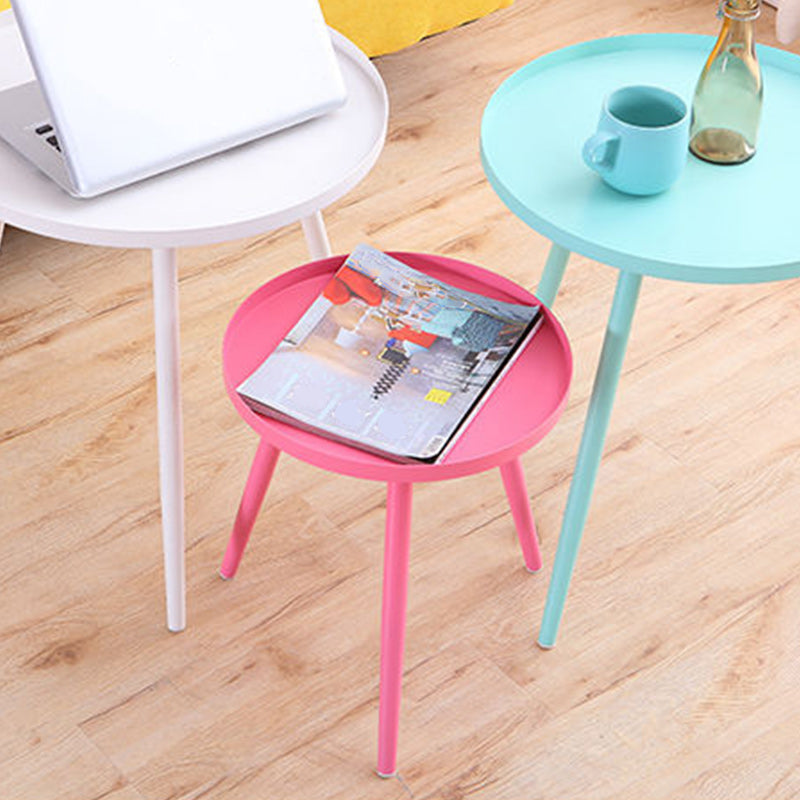 Tray Top Metal Pedestal End Table Round Side End Table for Living Room
