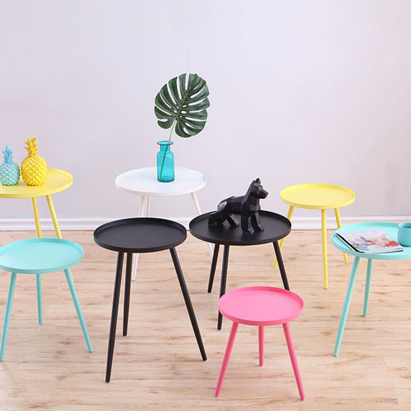 Tray Top Metal Pedestal End Table Round Side End Table for Living Room