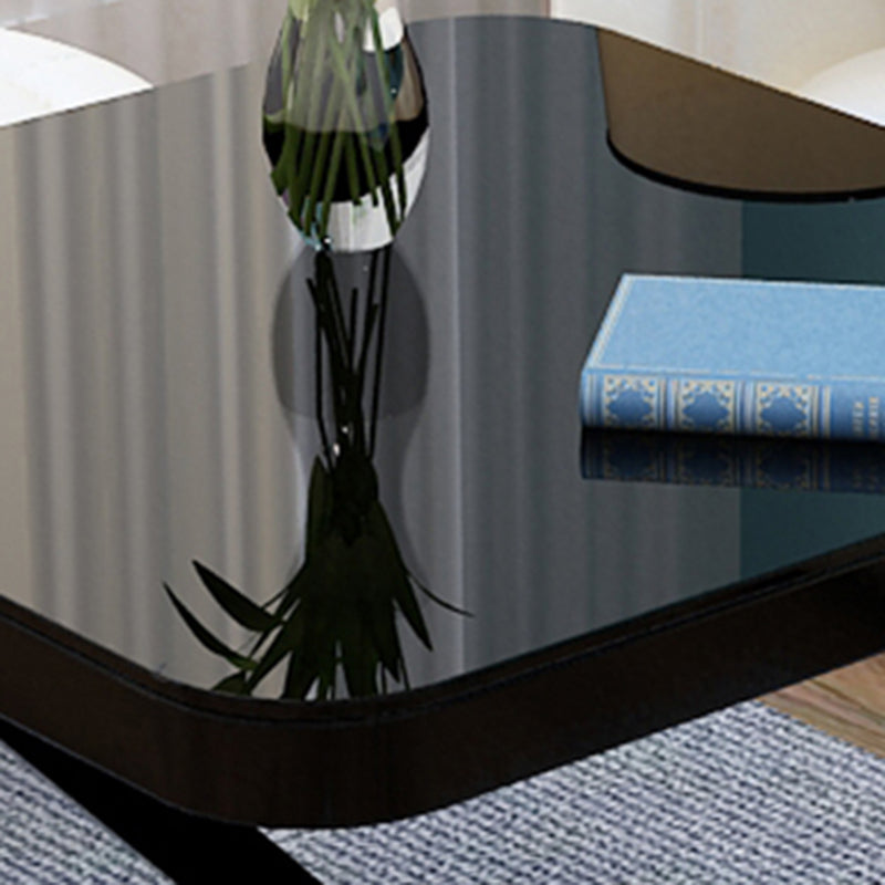 Black/White Glass Corner Table 19.69" High End Table with Storage