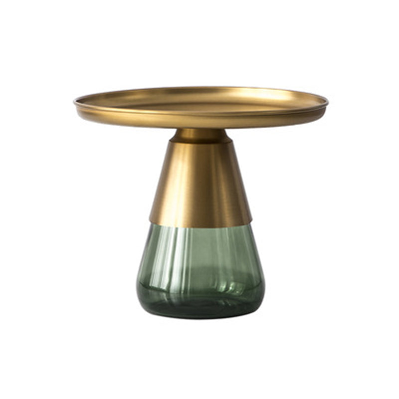Modern Style Black/gold Metal Countertop Glass Base Grey/green Round Side Table