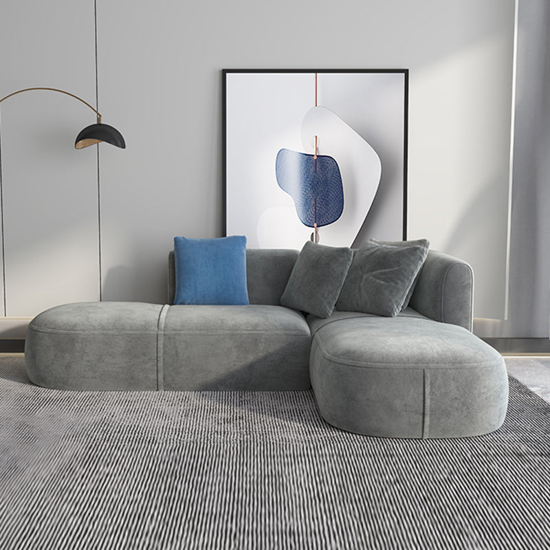 Scandinavian Light-grey Sofa Down Filled Couch with Recessed Arms and Cushions