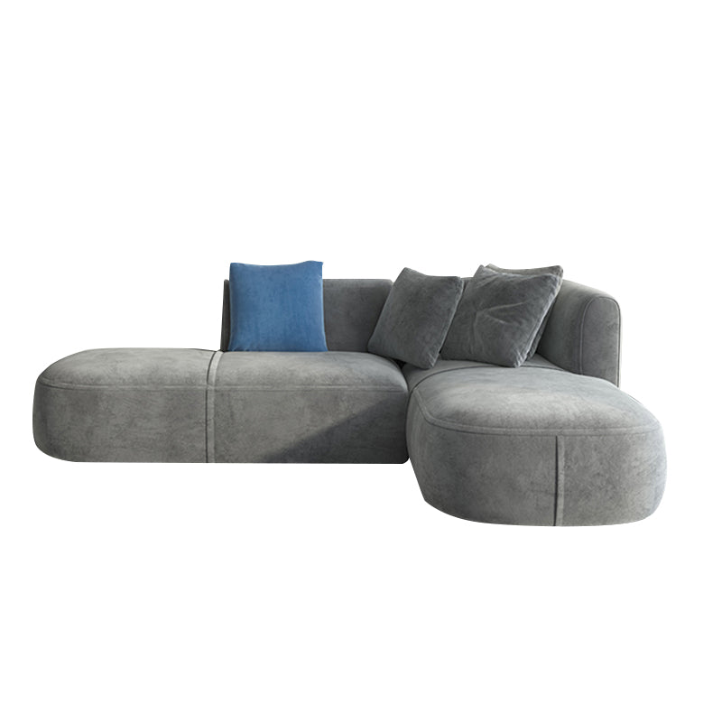 Scandinavian Light-grey Sofa Down Filled Couch with Recessed Arms and Cushions