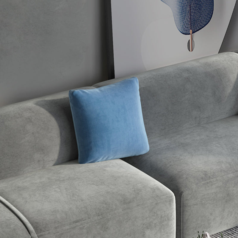 Scandinavian Light-grey Sofa Down Filled Couch with Recessed Arms and Cushions