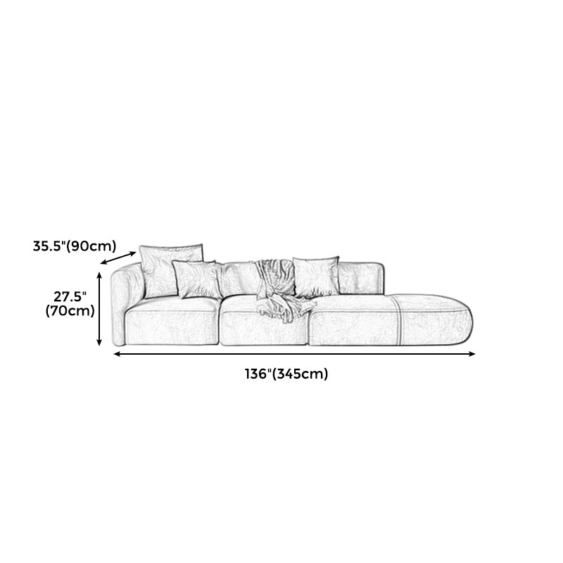 Scandinavian Light-grey Sofa Down Filled Couch with Recessed Arms and Cushions