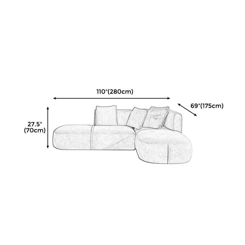 Scandinavian Light-grey Sofa Down Filled Couch with Recessed Arms and Cushions