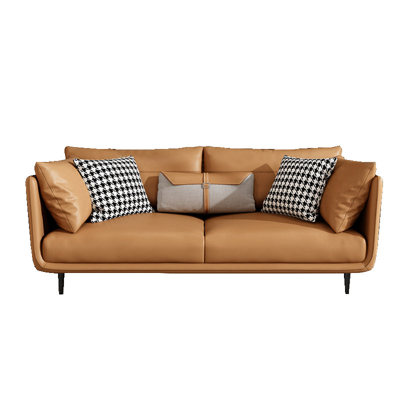 Modern Style with Back Armrest and Pillow Back with Foam Seat Filling Orange Sofa