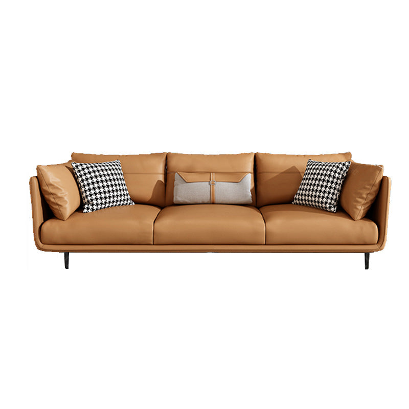 Modern Style with Back Armrest and Pillow Back with Foam Seat Filling Orange Sofa