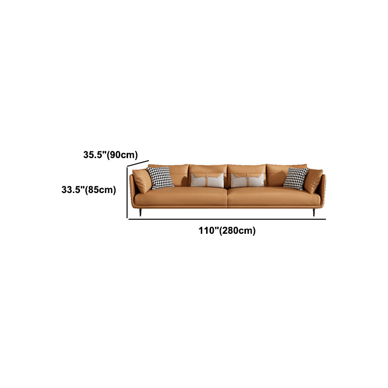 Modern Style with Back Armrest and Pillow Back with Foam Seat Filling Orange Sofa