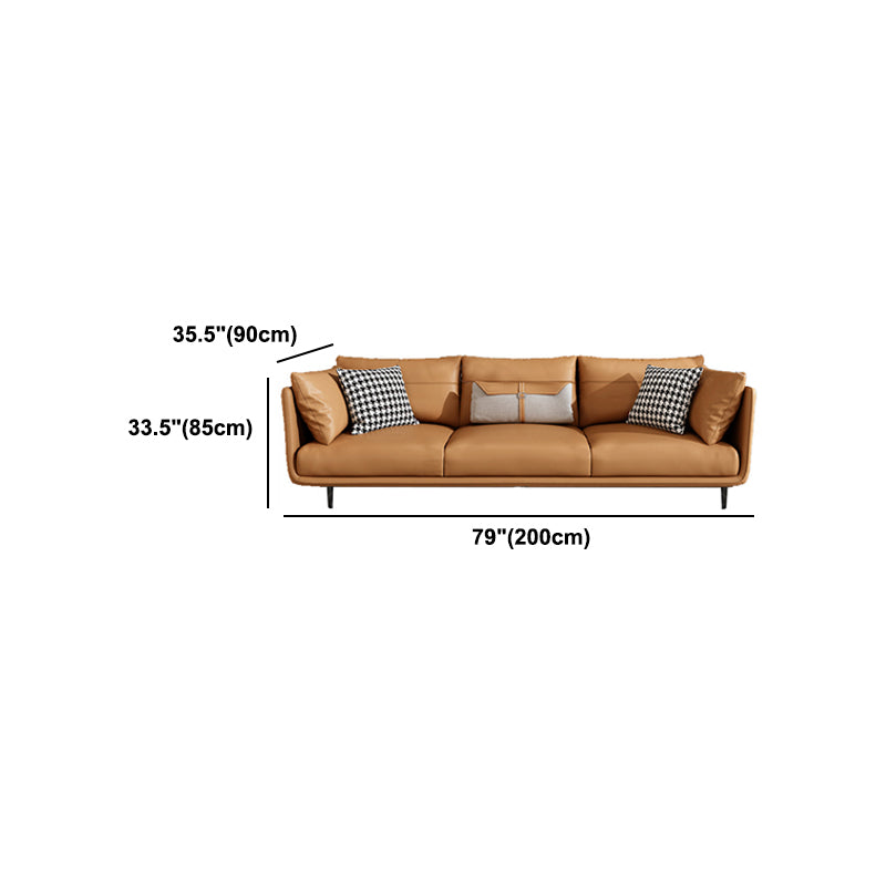 Modern Style with Back Armrest and Pillow Back with Foam Seat Filling Orange Sofa