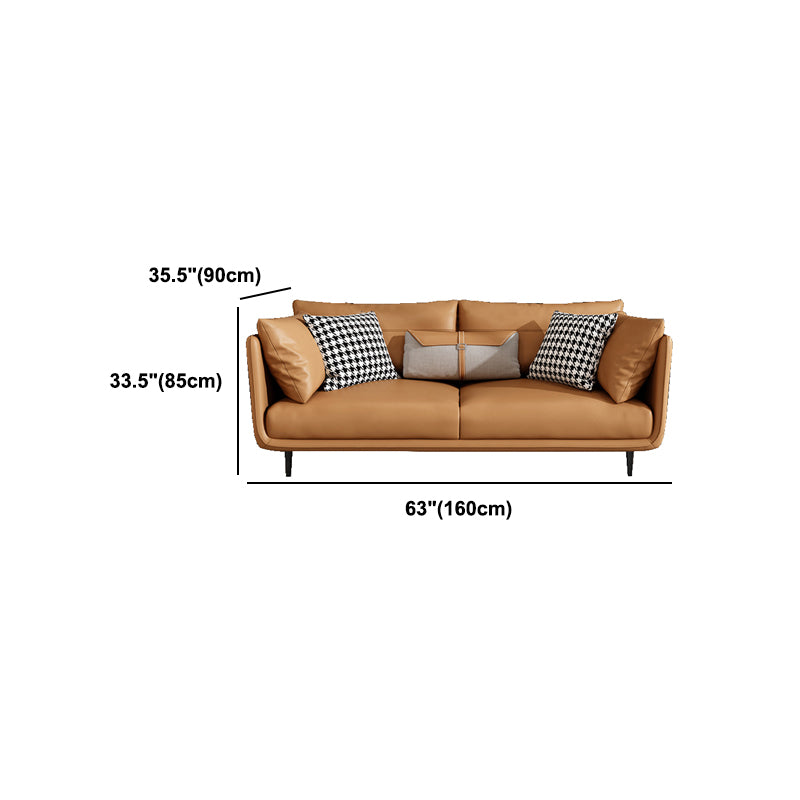 Modern Style with Back Armrest and Pillow Back with Foam Seat Filling Orange Sofa