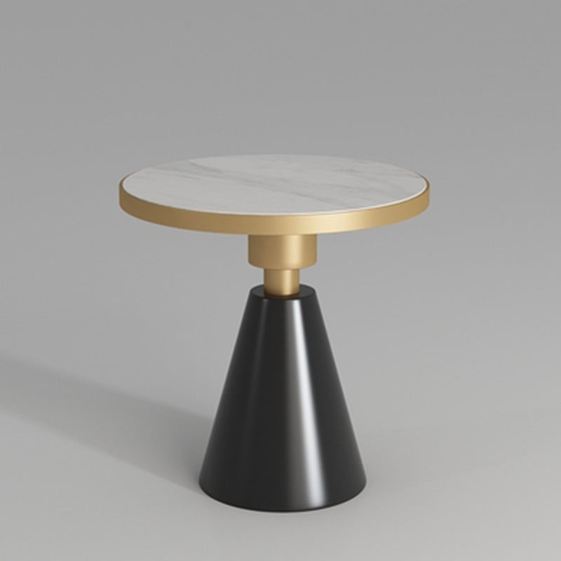 21.6" Tall Pedestal End Table, Glossy Marble Top Round End Table
