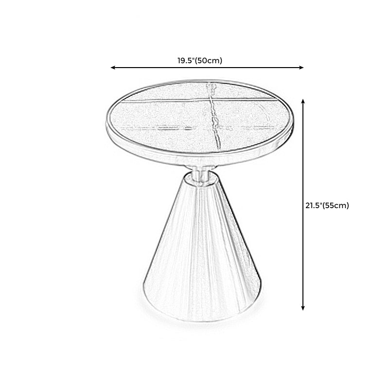 21.6" Tall Pedestal End Table, Glossy Marble Top Round End Table