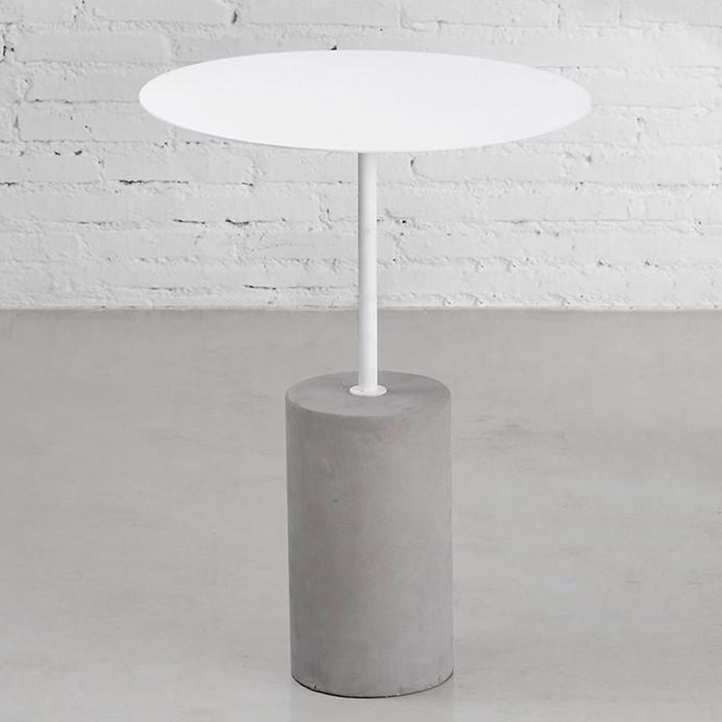 Mid-Century Modern Round End Table Metal End Table with Concrete Base