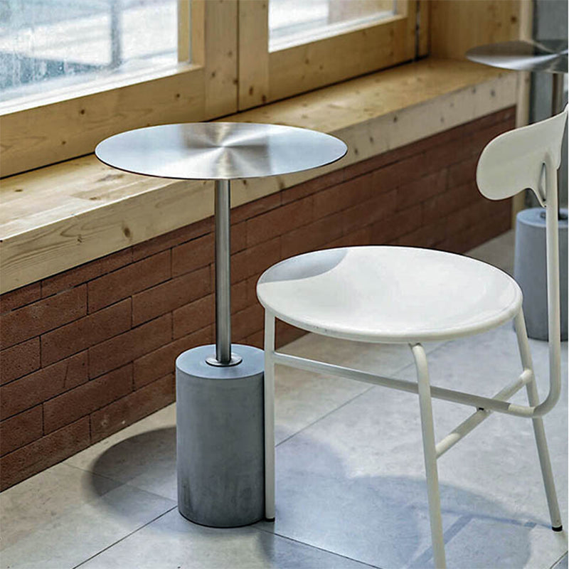 Mid-Century Modern Round End Table Metal End Table with Concrete Base