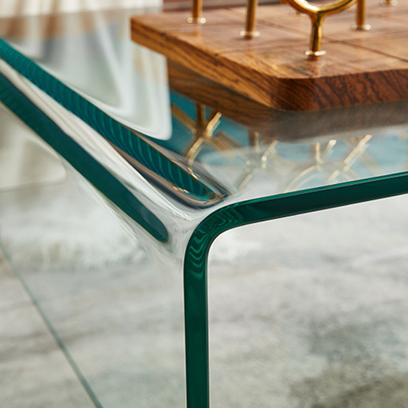 Modern Style Black/transparent Rectangular Coffee Table with Tempered Glass Top