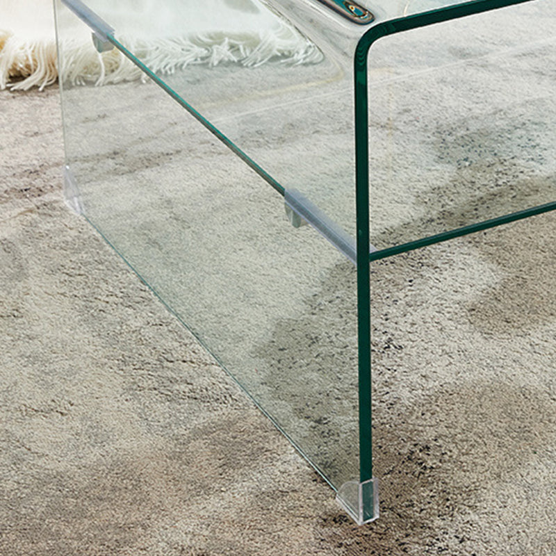 Modern Style Black/transparent Rectangular Coffee Table with Tempered Glass Top