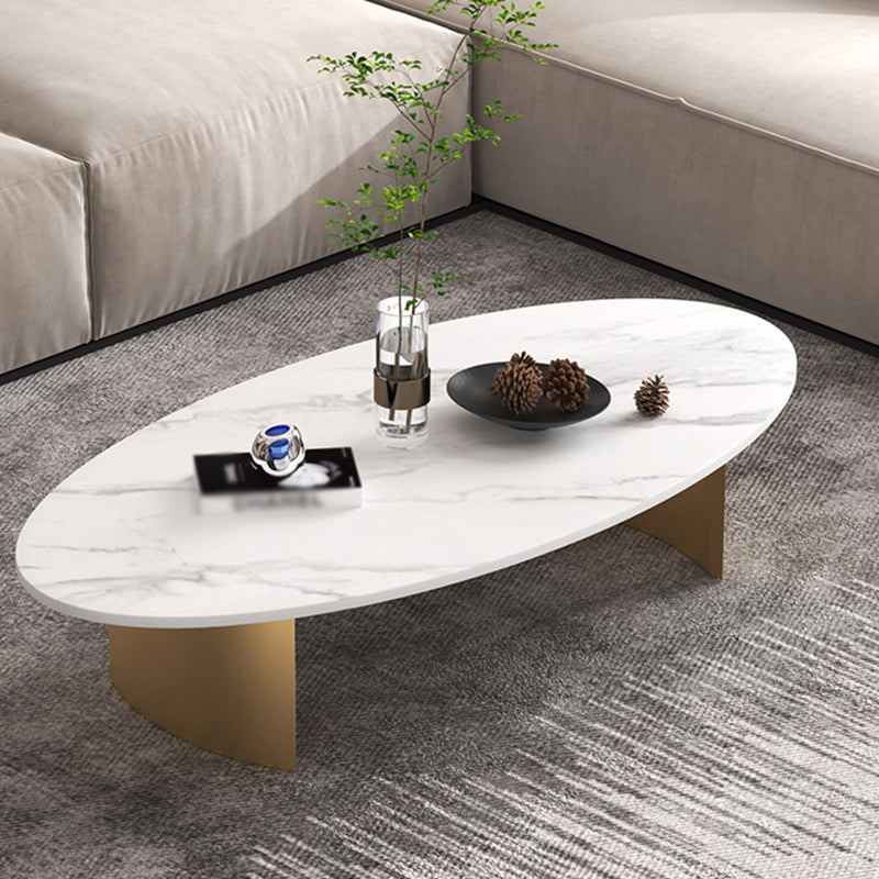 Modern Style Black Gold/white/grey Oval Coffee Table with Rock Board