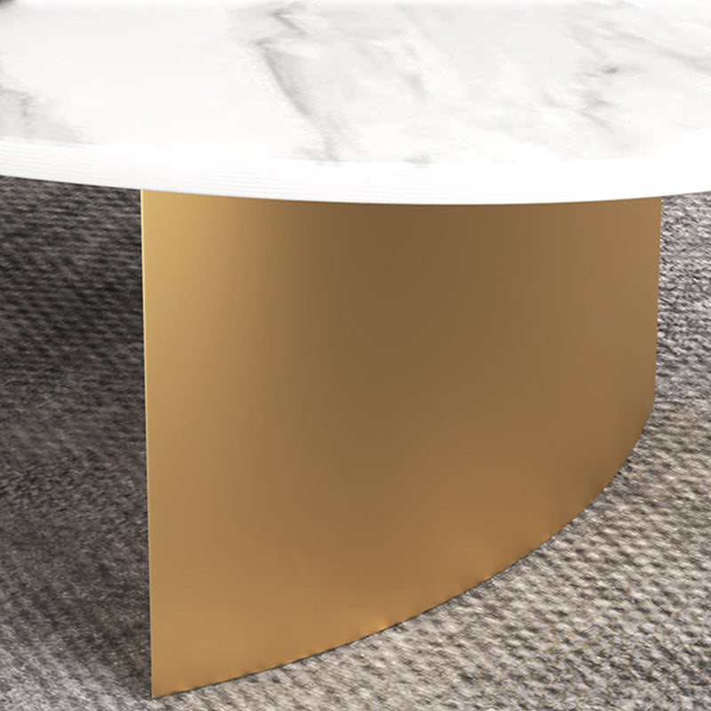 Modern Style Black Gold/white/grey Oval Coffee Table with Rock Board