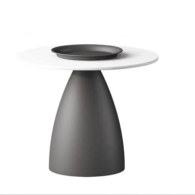 Modern Style White/black Top Rock Sheet Metal Craft Round Coffee Table