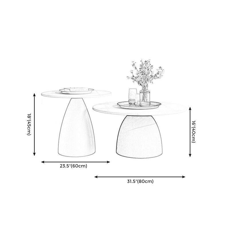Modern Style White/black Top Rock Sheet Metal Craft Round Coffee Table