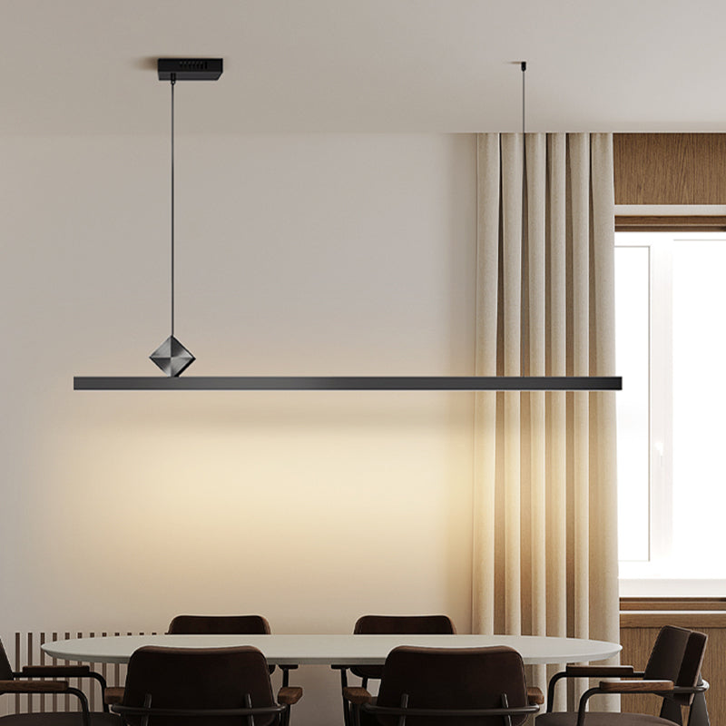Modern Metal Pendant Lighting Linear Shape Hanging Light with Acrylic Shade in Black