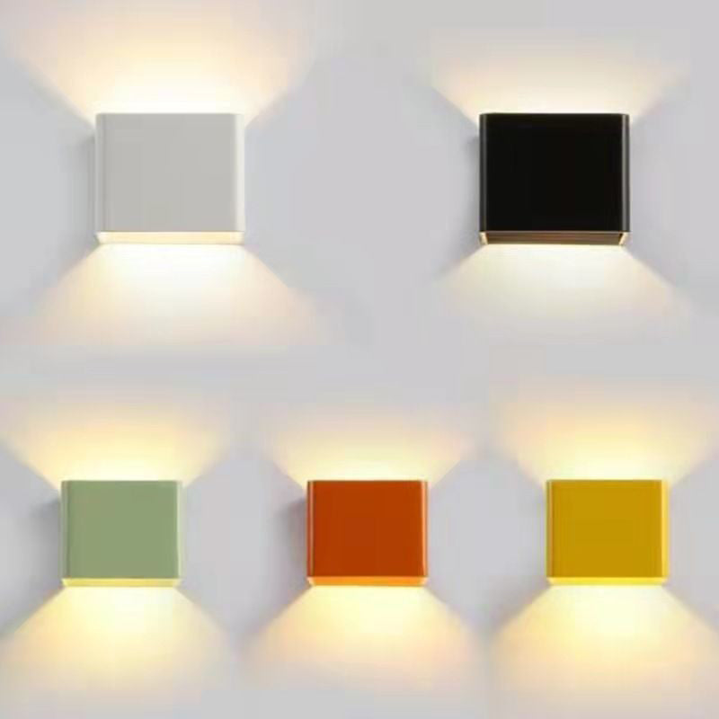Modern Style Square Shape Wall Sconce Metal 2 Light Sconces for Corridor